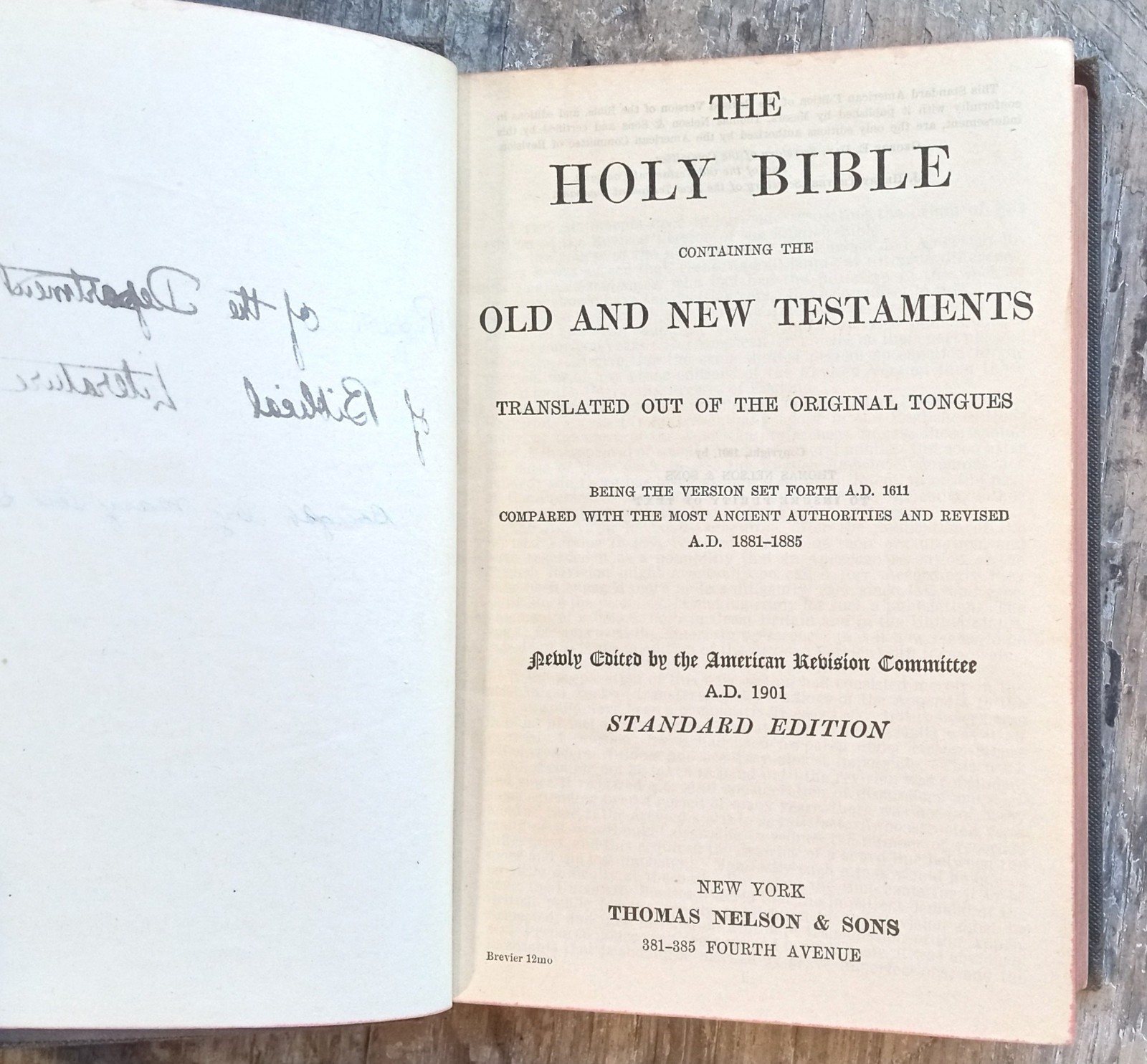 Holy Bible ~1901 Vintage HC~ Nelson (American Standard Version) Israel Christian