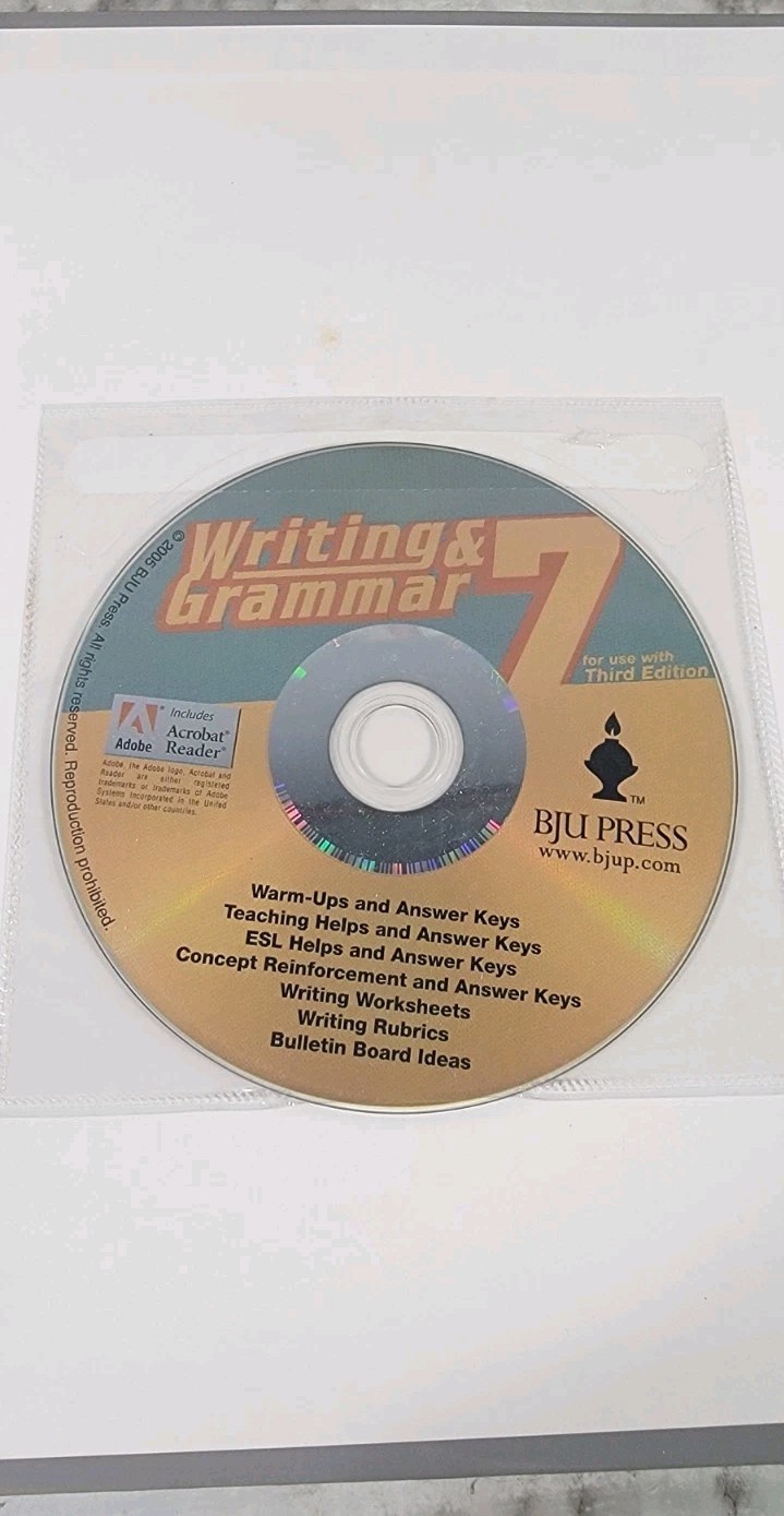 Writing & Grammar 7 Teacher’s Edition CD-Rom Included 3rd Edition BJU Press