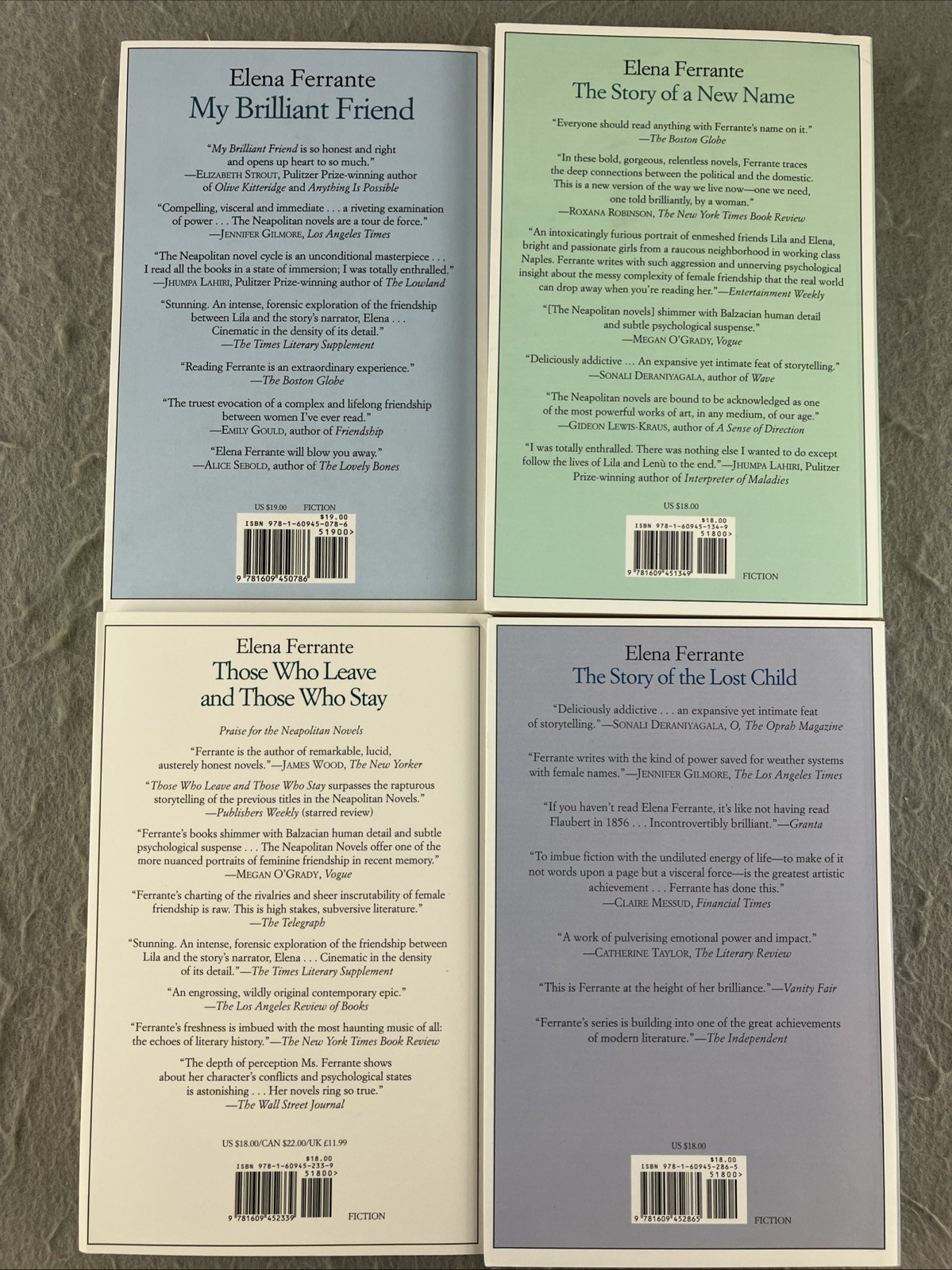 The Neapolitan Novels box set by Elena Ferrante (Europa Editions, paperback) 1-4