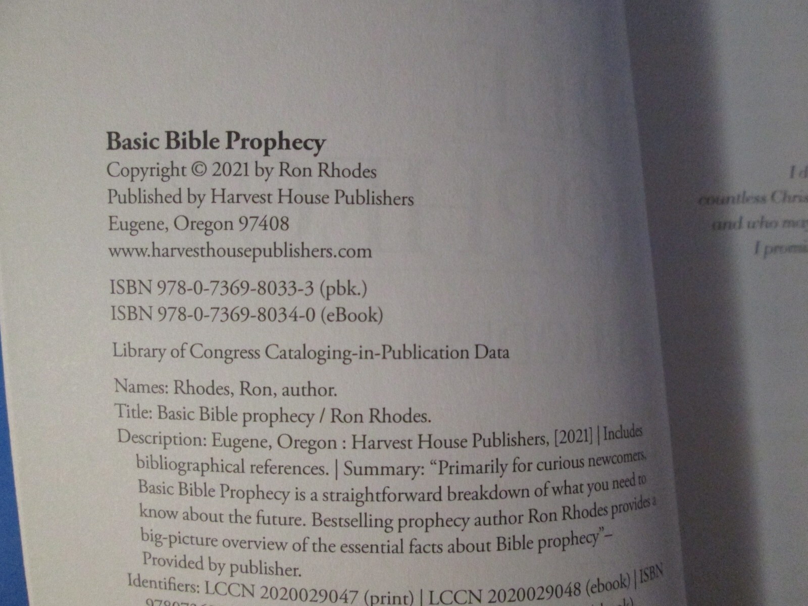 BASIC BIBLE PROPHECY by Ron Rhodes 2021 PB in VGUC rj