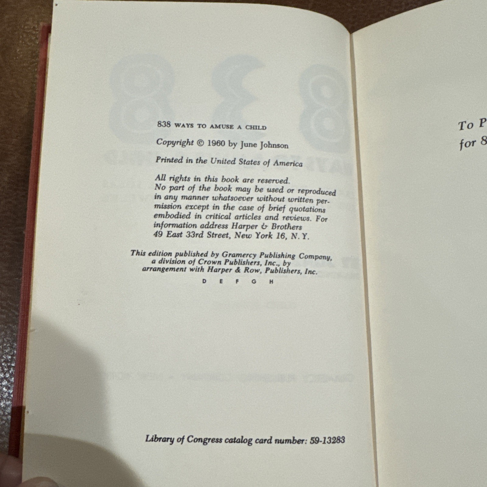 838 Ways To Amuse A Child By June Johnson