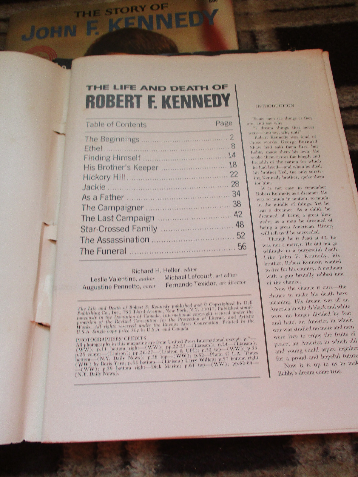 THE STORY OF JOHN F. KENNEDY E Miers & R.F.K Life & Death / Man & His Dream LOT