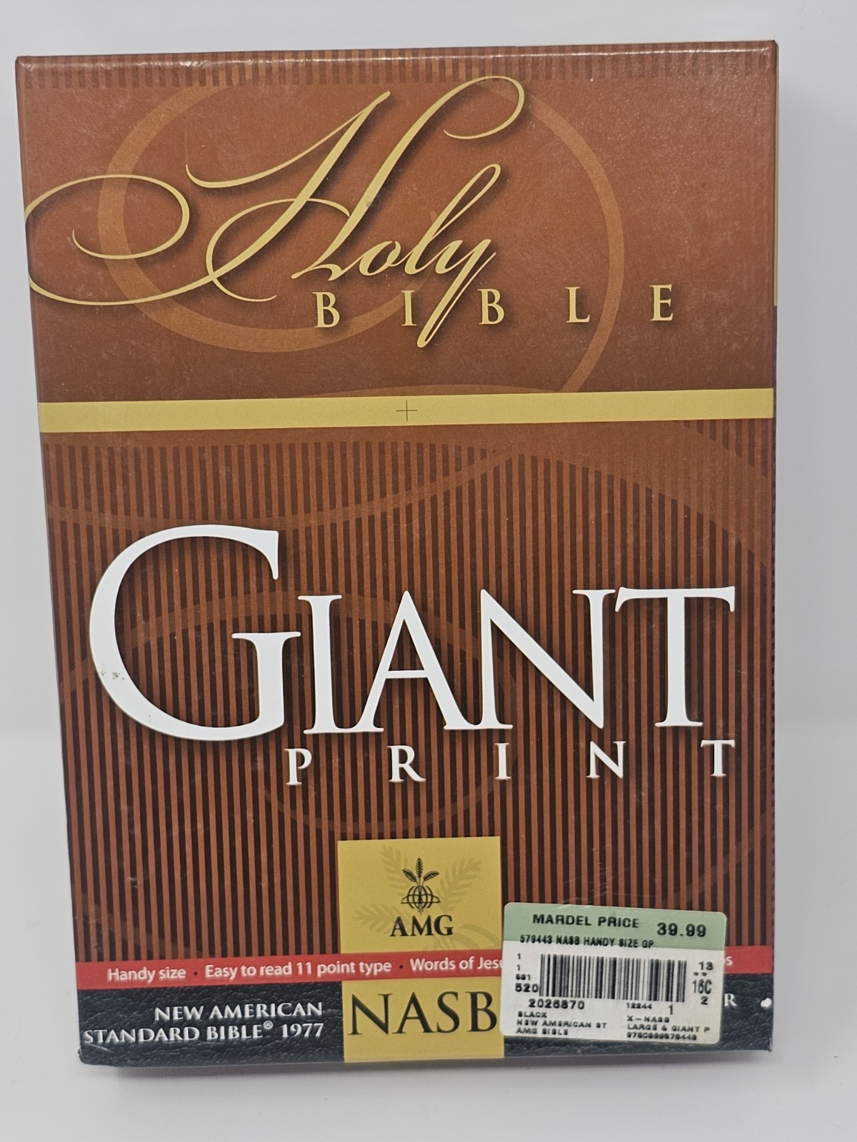 Giant Print Handy Size Bible NASB By Warren Patrick Baker Bonded Leather