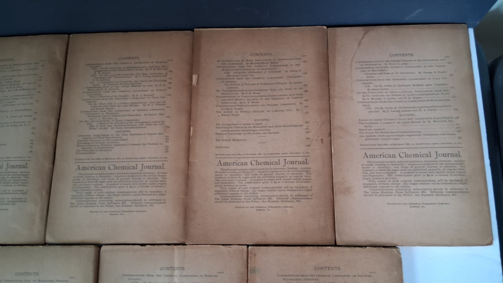Rare Antiquarian Chemical Journal Set Ira Remsen 1898 Vol 20 No 1 2345679 10