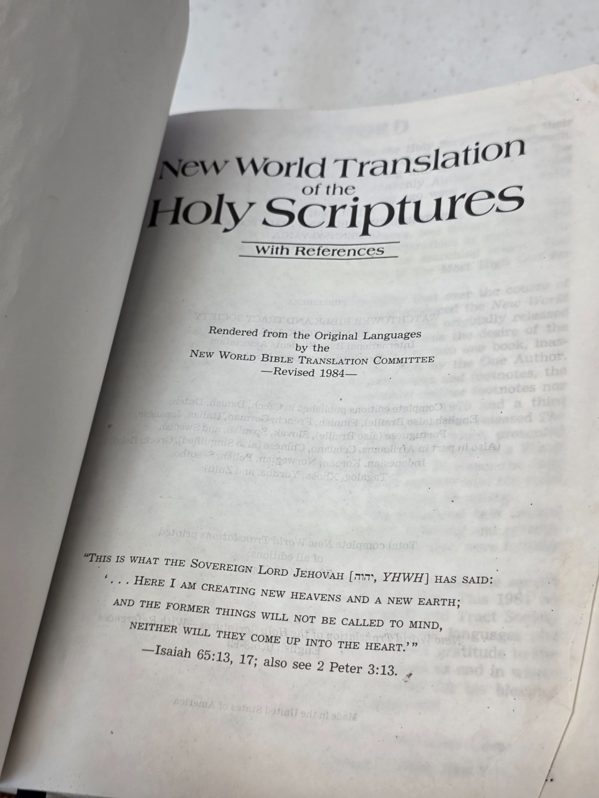 VTG Black Leather (?) New World Translation Of The Holy Scriptures 1984