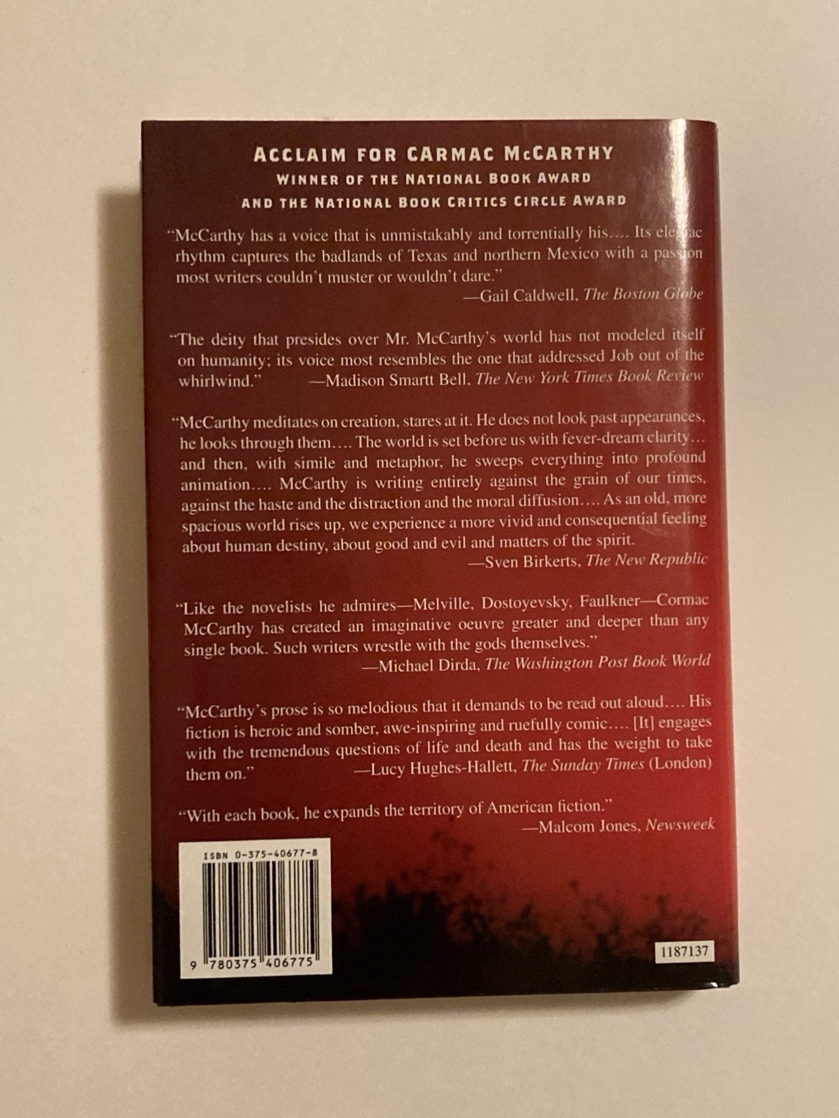 No Country for Old Men by Cormac Mccarthy; Early Reprint, 2005, VG+ / NF