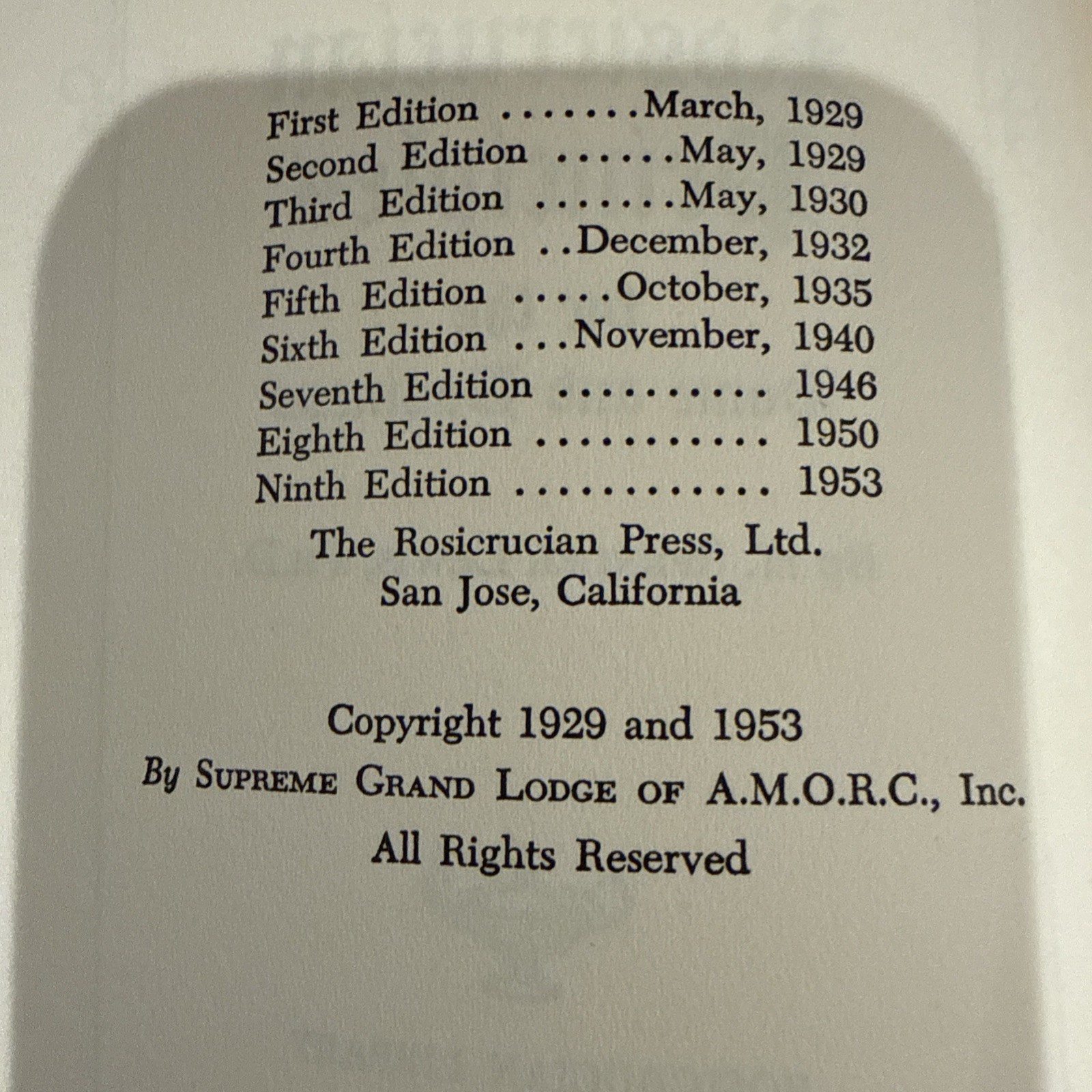 Rosicrucian Principles for Home and Business By H Spencer Lewis 9th Edition 1953