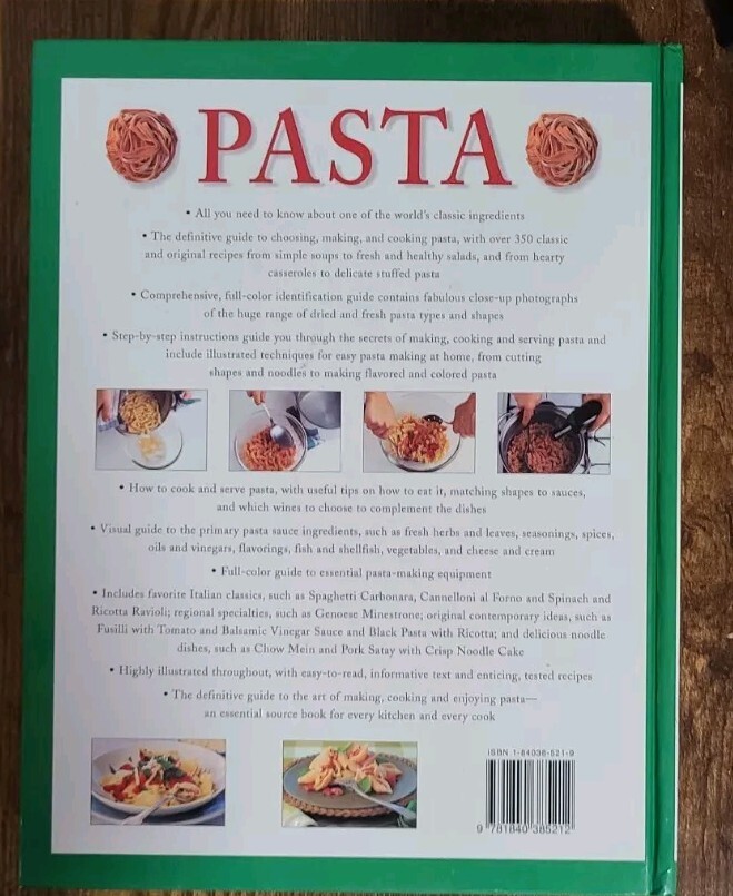 „PASTA“ Cookbook 512 Pages Of Illustrations & Recipes