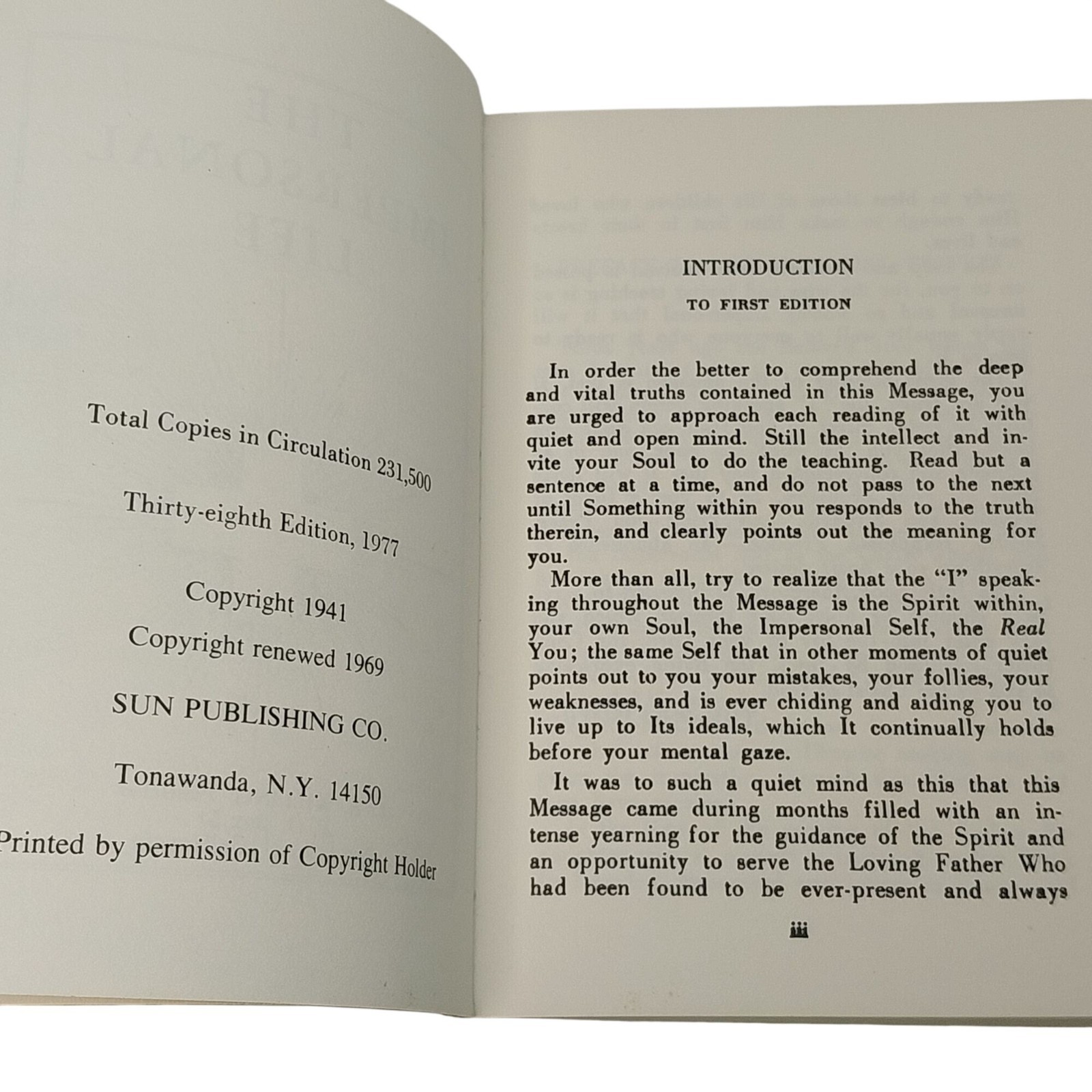 The Impersonal Life 38th Edition 1977 Sun Publishing