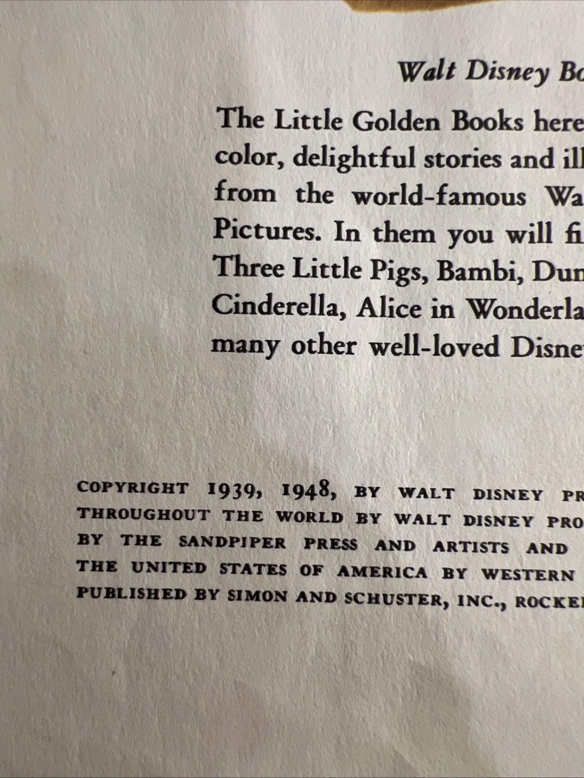 Vintage A Little Golden Book Disney’s Pinocchio 1948 D8 .25 #4383