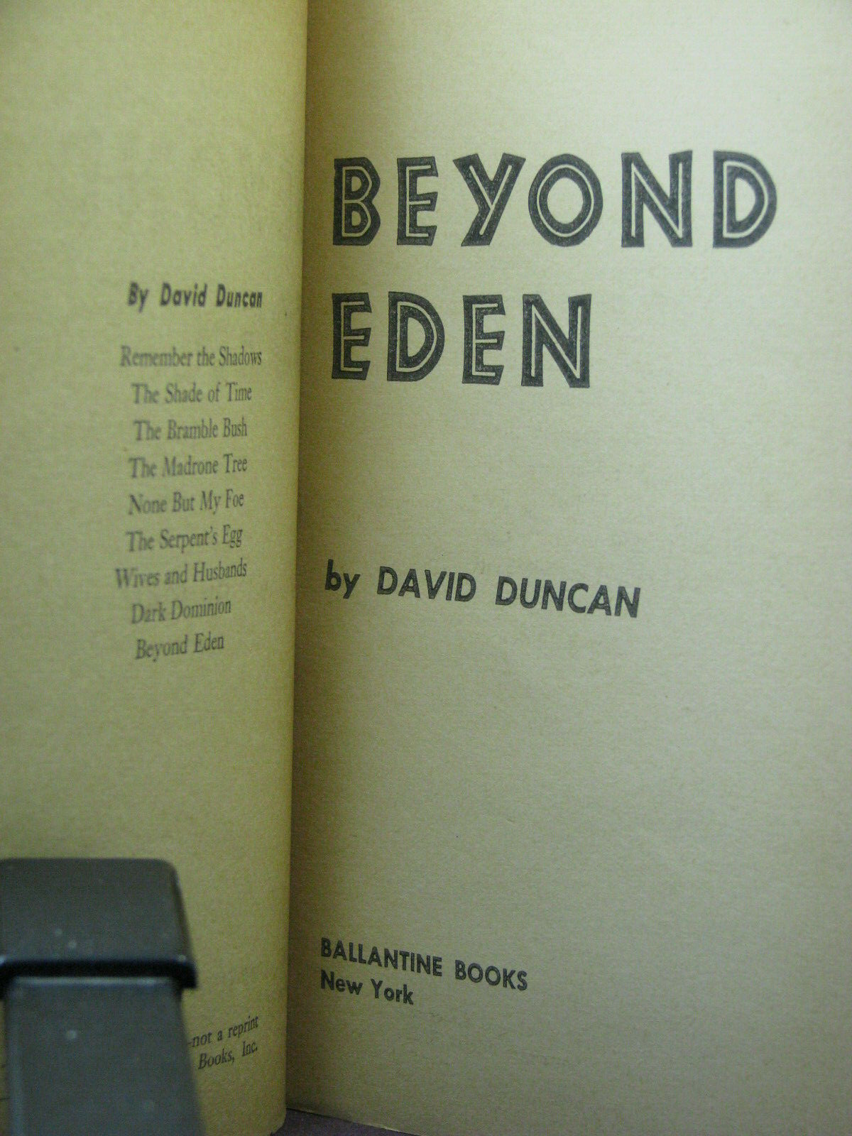 1st, Beyond Eden by David Duncan (1955) Ballantine Books #102, science fiction