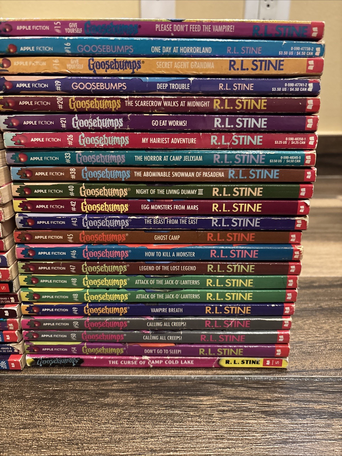 VTG Lot Of R.L. Stine Goosebumps Books- 49 Books,VHS, Postcards Bookmarks, Decal