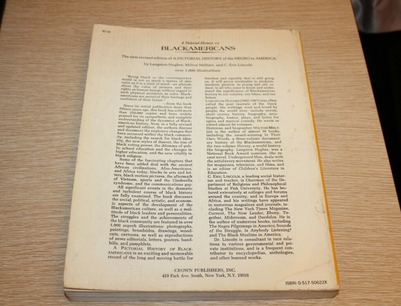 A Pictorial History of Blackamericans by Langston Hughes, Milton Meltzer 1973