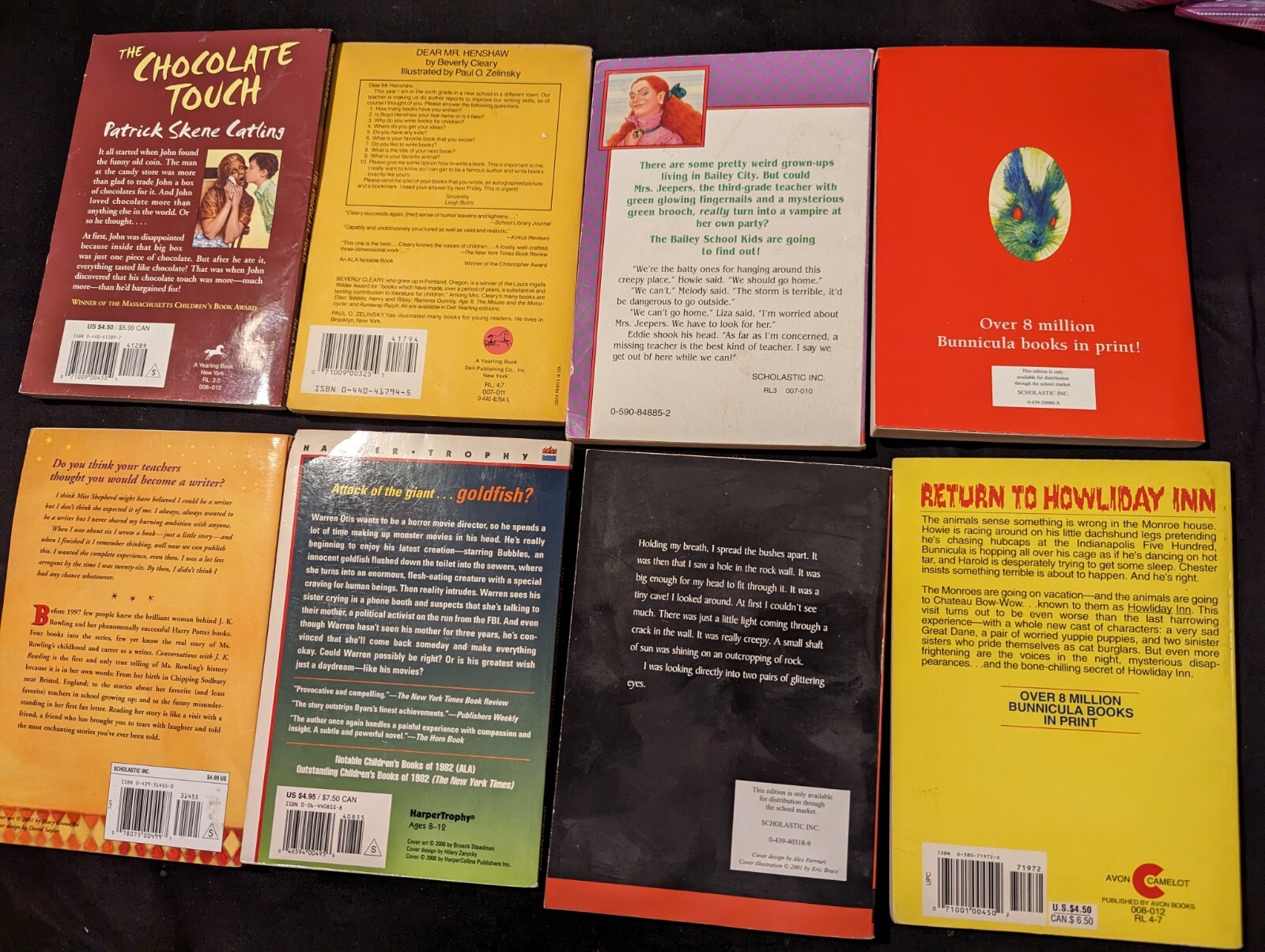 8 Book Lot Return To Howliday Inn, Bunnicula, Bailey Kids, 2000 Lb. Goldfish