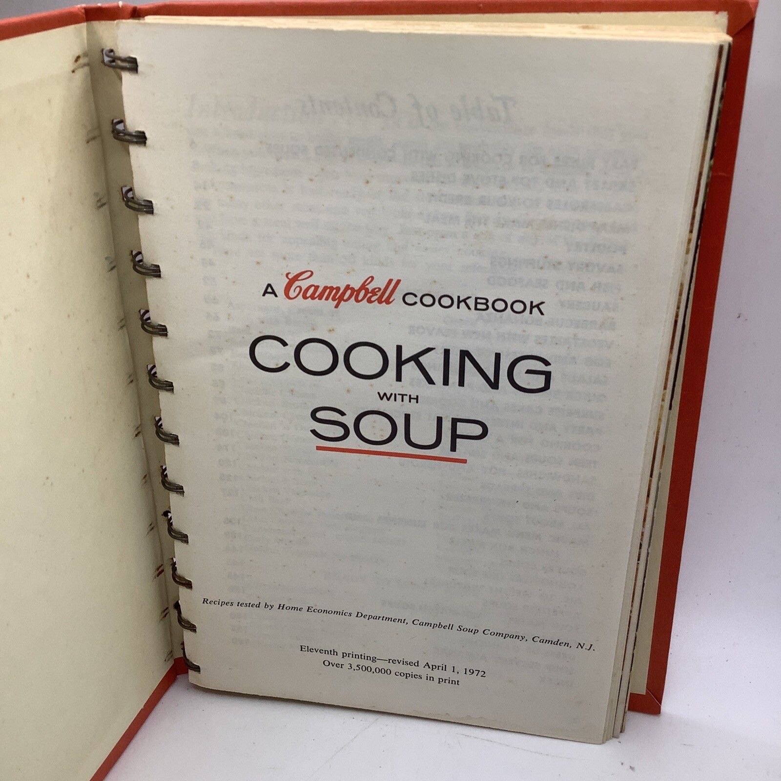 Campbell’s Cooking with Soup Cookbook Vintage 1972 Spiral Hardcover
