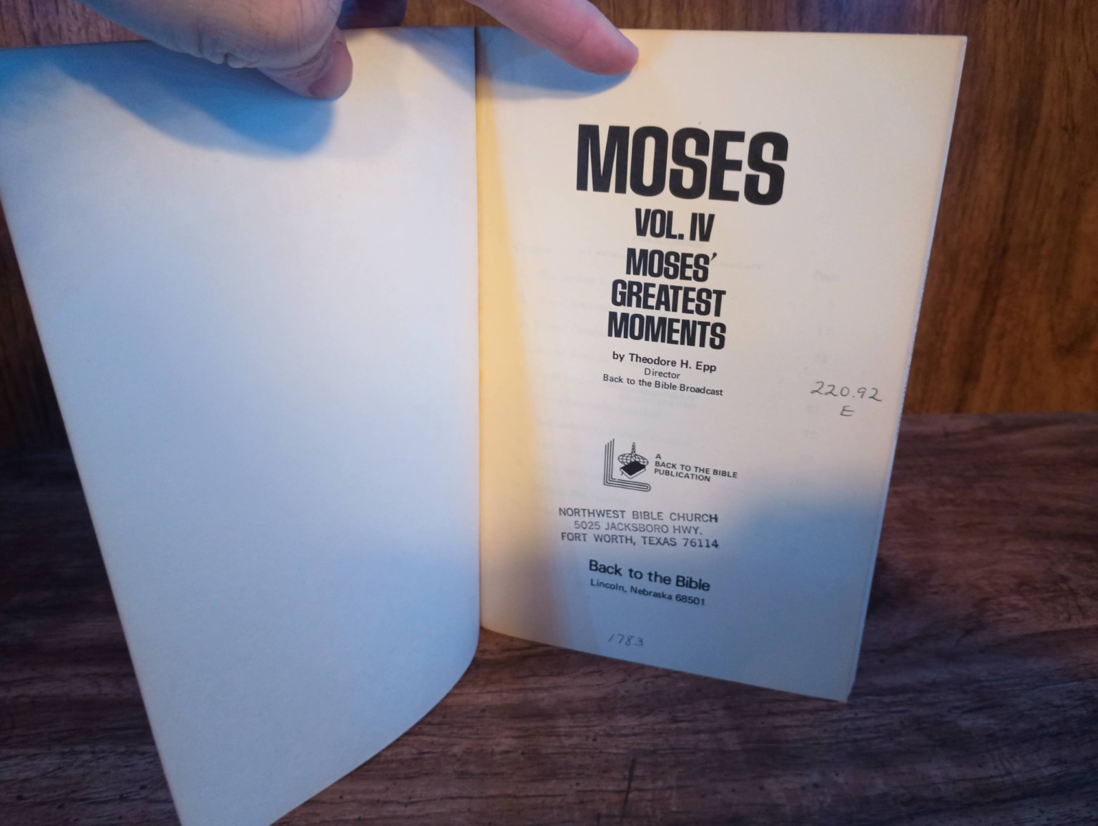 Moses Vol. IV: Moses’ Greatest Moments – Theodore H. Epp (1976 PB) Bible Study –