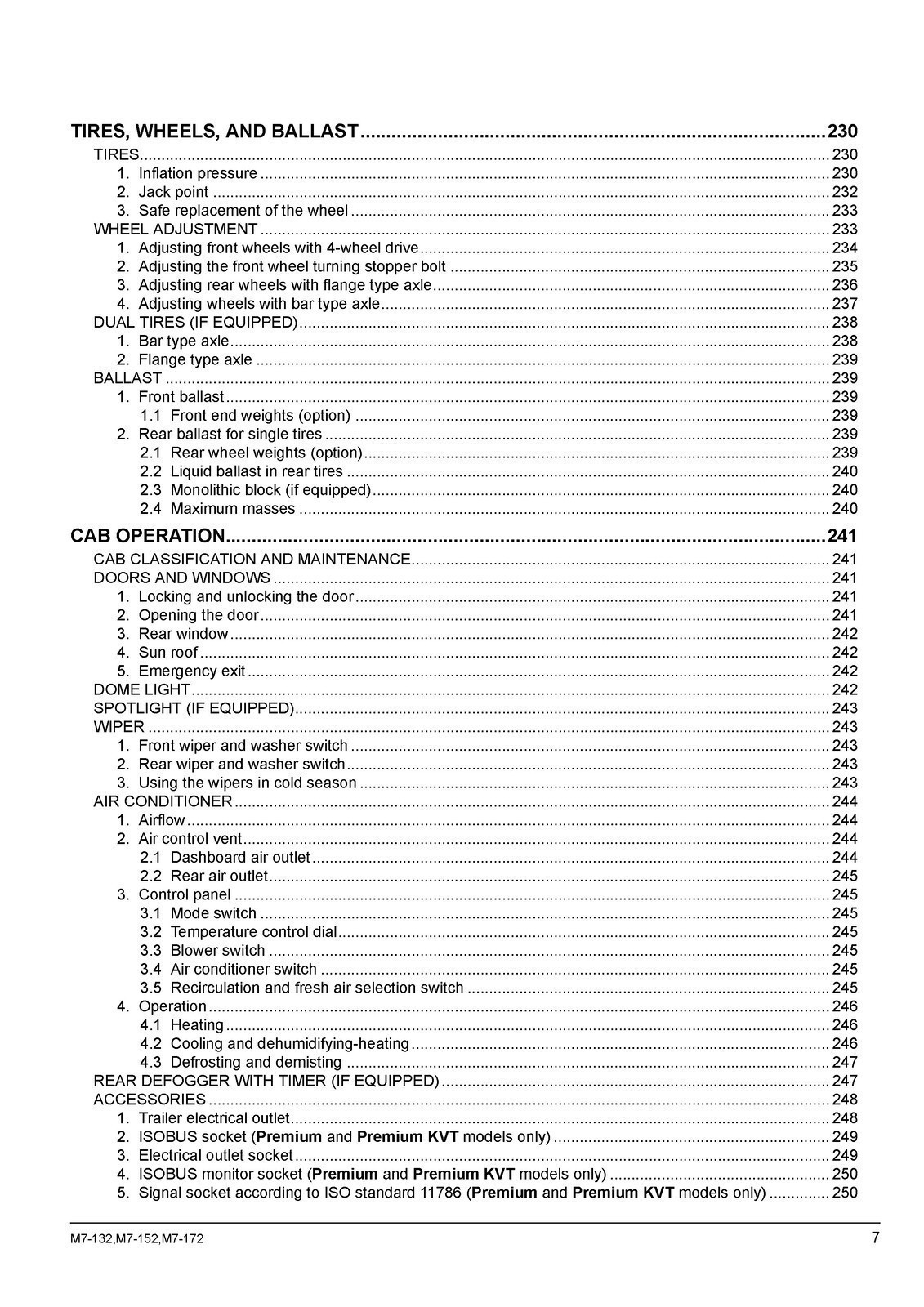 KUBOTA M7132 M7152 M7172 TRACTOR OPERATORS MANUAL – SPIRAL BOUND – TOUGH COVERED