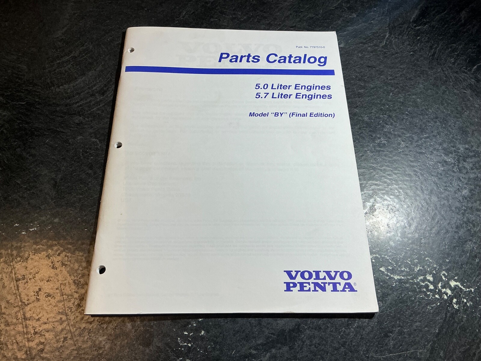 1997-1998 Volvo Penta Model BY 5.0L GM 305 & 5.7L GM 350 V8 Engine Parts Catalog